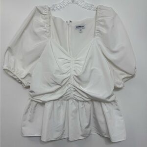 Express white puff sleeve peplum top